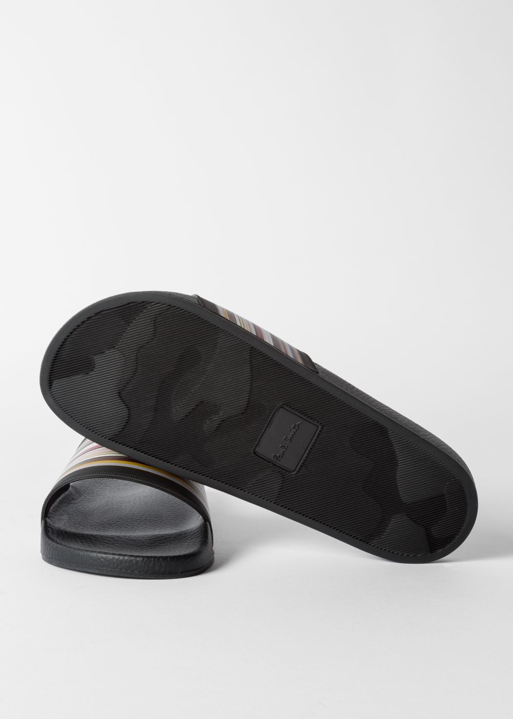 Paul Smith Men's Black 'ruben' Slides With 'signature Stripe' Detail