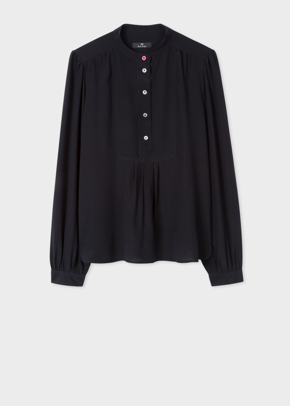 Paul Smith Women's Black Band-Collar Silk Tshirt