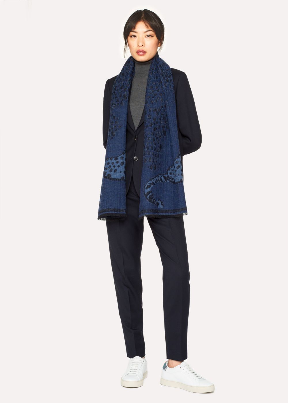 Paul Smith Women's Navy 'lucy Leopard' Jacquard Scarf