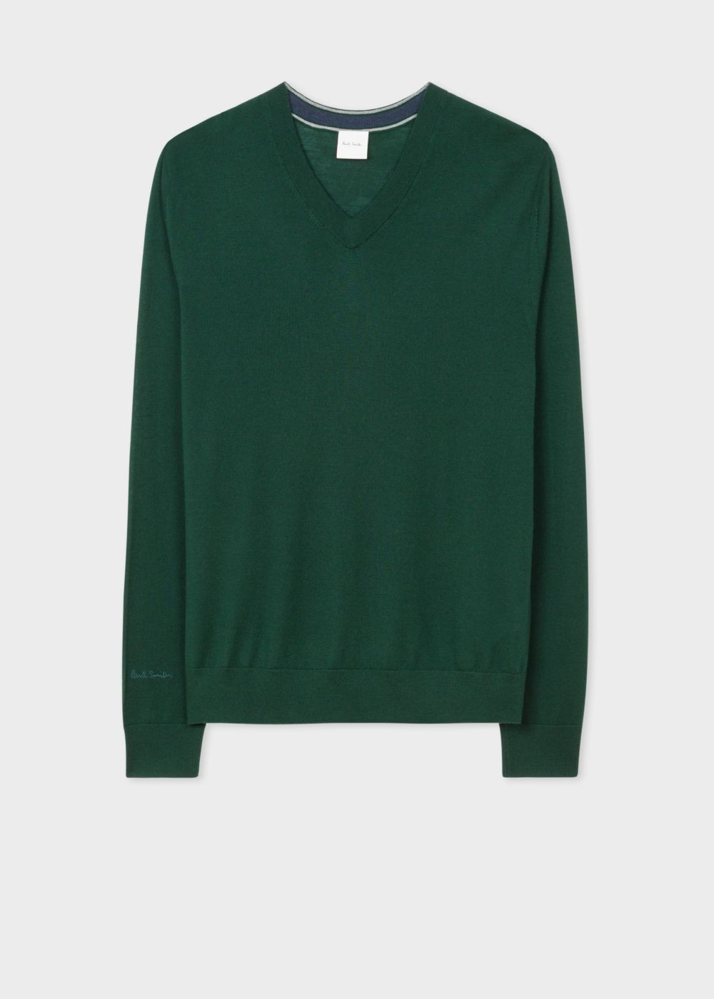 Paul Smith Men's Dark Green V-Neck Merino Wool Sweater