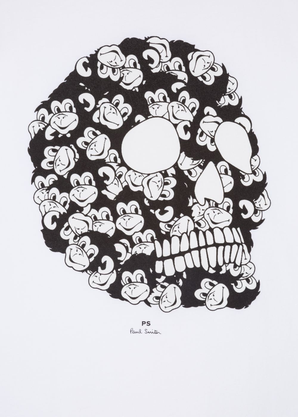 Paul Smith Mens's White 'monkey Skull' Print Organic-Cotton T-Shirts