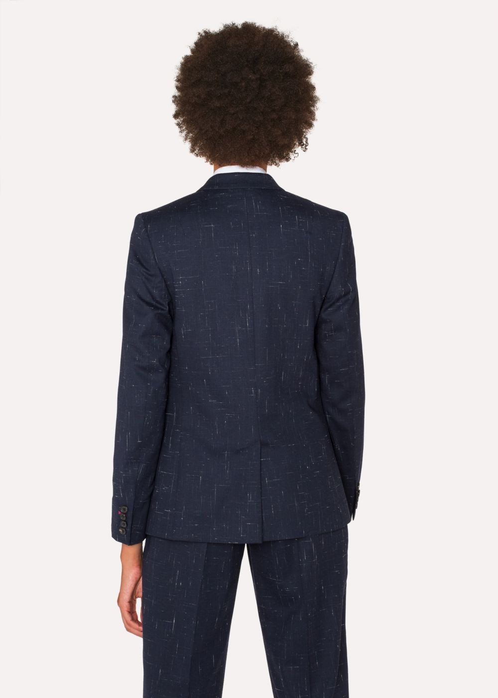 Paul Smith Women's Navy Flecked Slub Wool-Blend Blazer Clothing