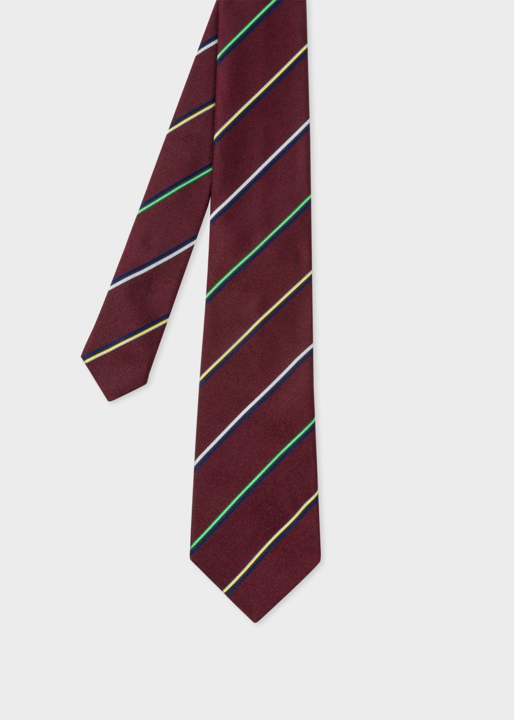 Paul Smith Mens's Burgundy Thin Diagonal Stripe Silk Tie