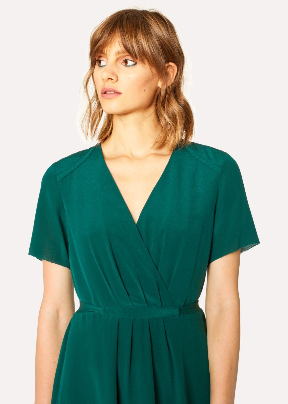 Paul Smith Women's Dark Green Wrap Silk Dress