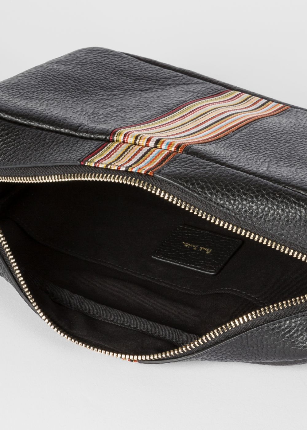 Paul Smith Men's Black Signature Stripe Leather Bum Handbag