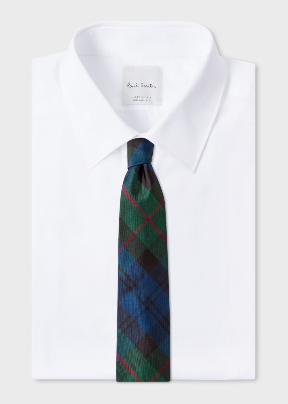 Paul Smith Mens's Navy And Red Tartan Silk Tie