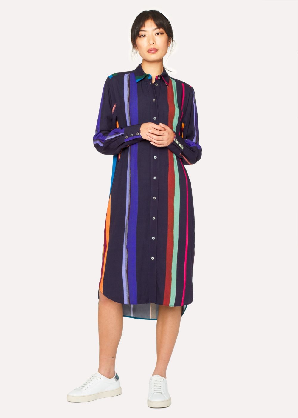 Paul Smith Lady's Navy 'expressive Stripe' Print T-Shirts Dress