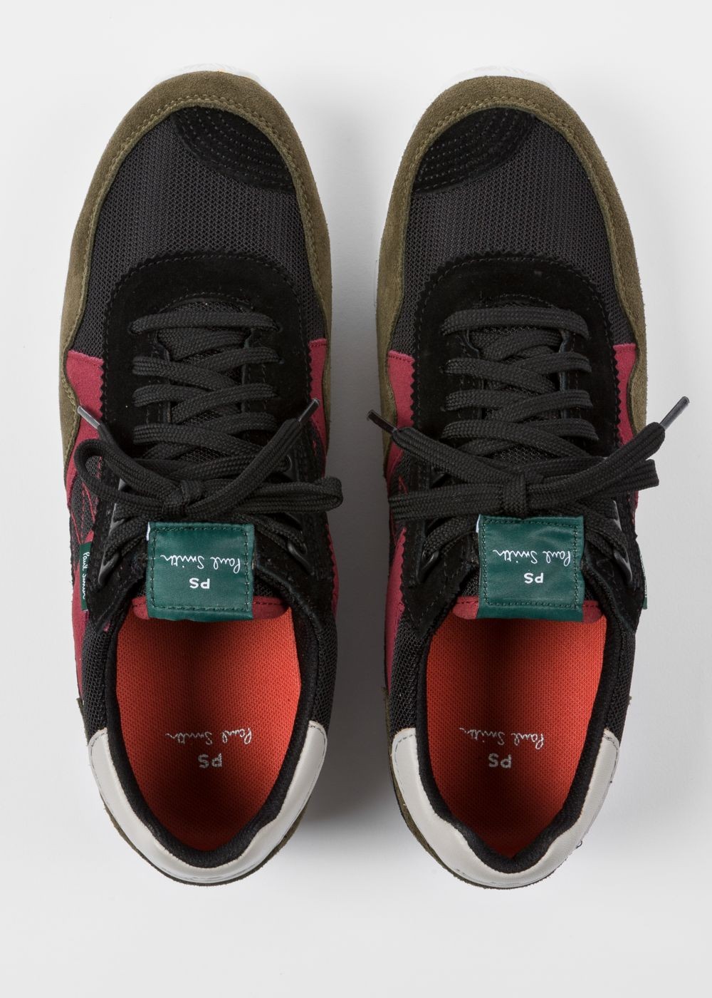 Paul Smith Men's Khaki And Burgundy 'vinny' Trainers With Suede Panels