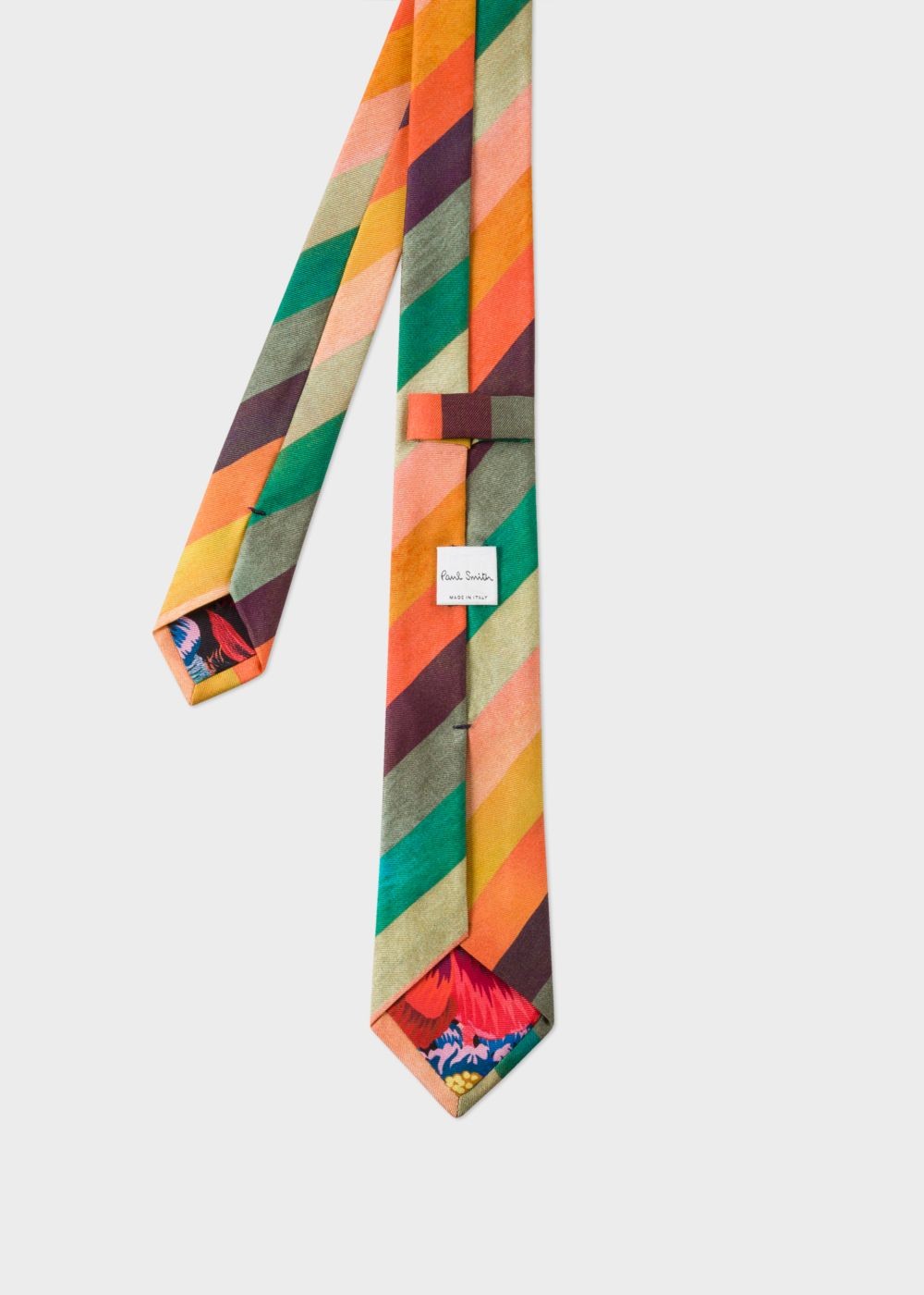 Paul Smith Men's 'artist Stripe' Narrow Silk Tie With 'ocean' Lining