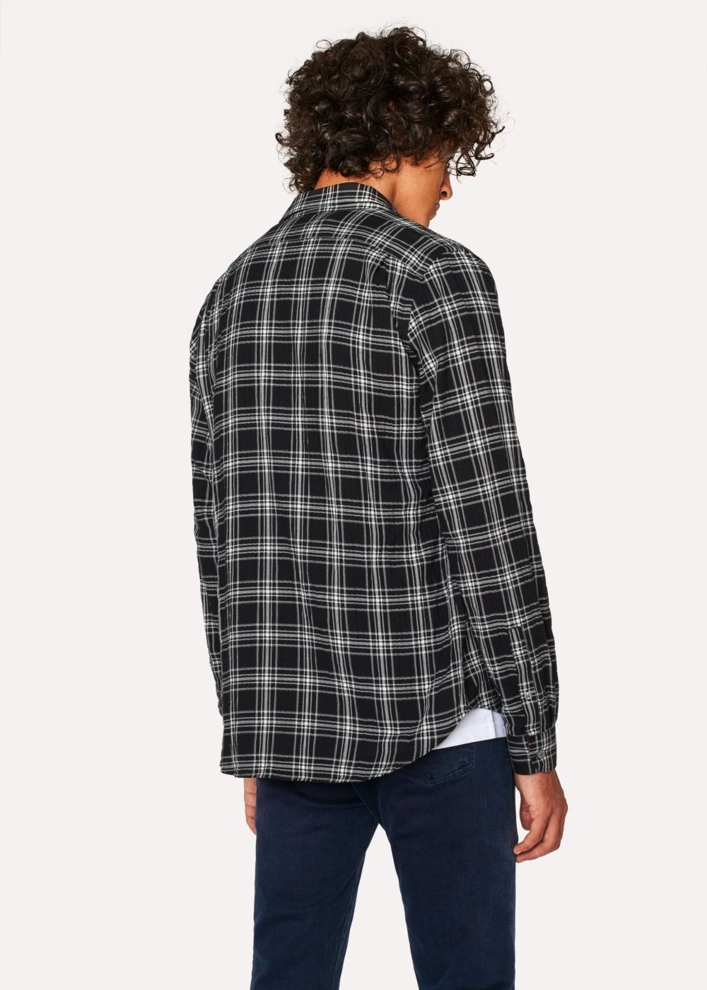 Paul Smith Mens's Tailored-Fit Black Check Cotton Shirts