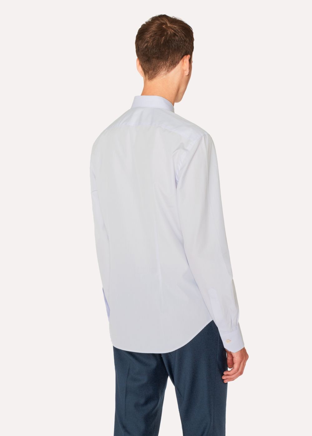 Paul Smith Men's Slim-Fit Light Blue Cotton Tshirts With 'rose' Cuff Lining