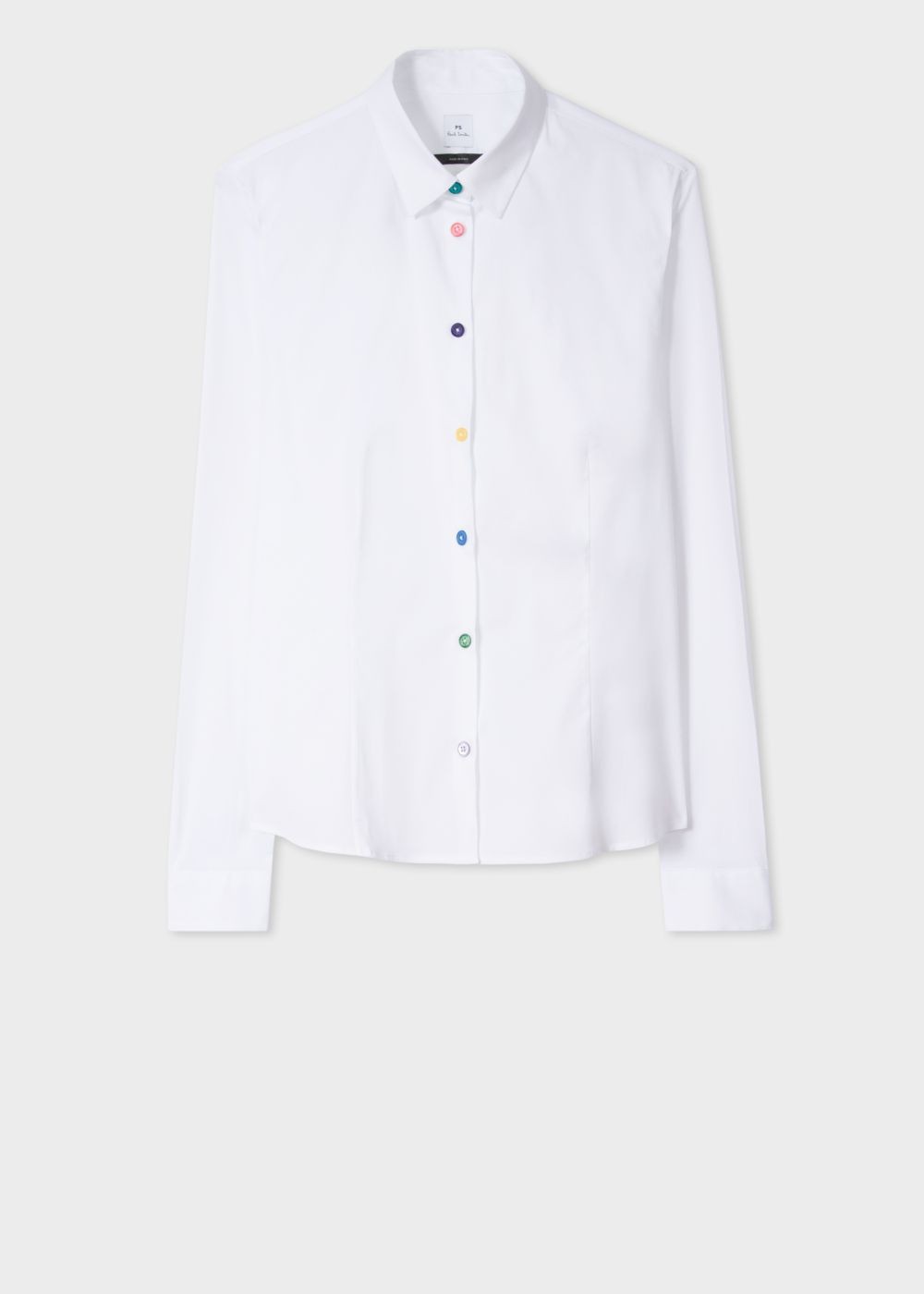 Paul Smith Women's White Slim-Fit Stretch-Cotton Tees With Multi-Colour Buttons