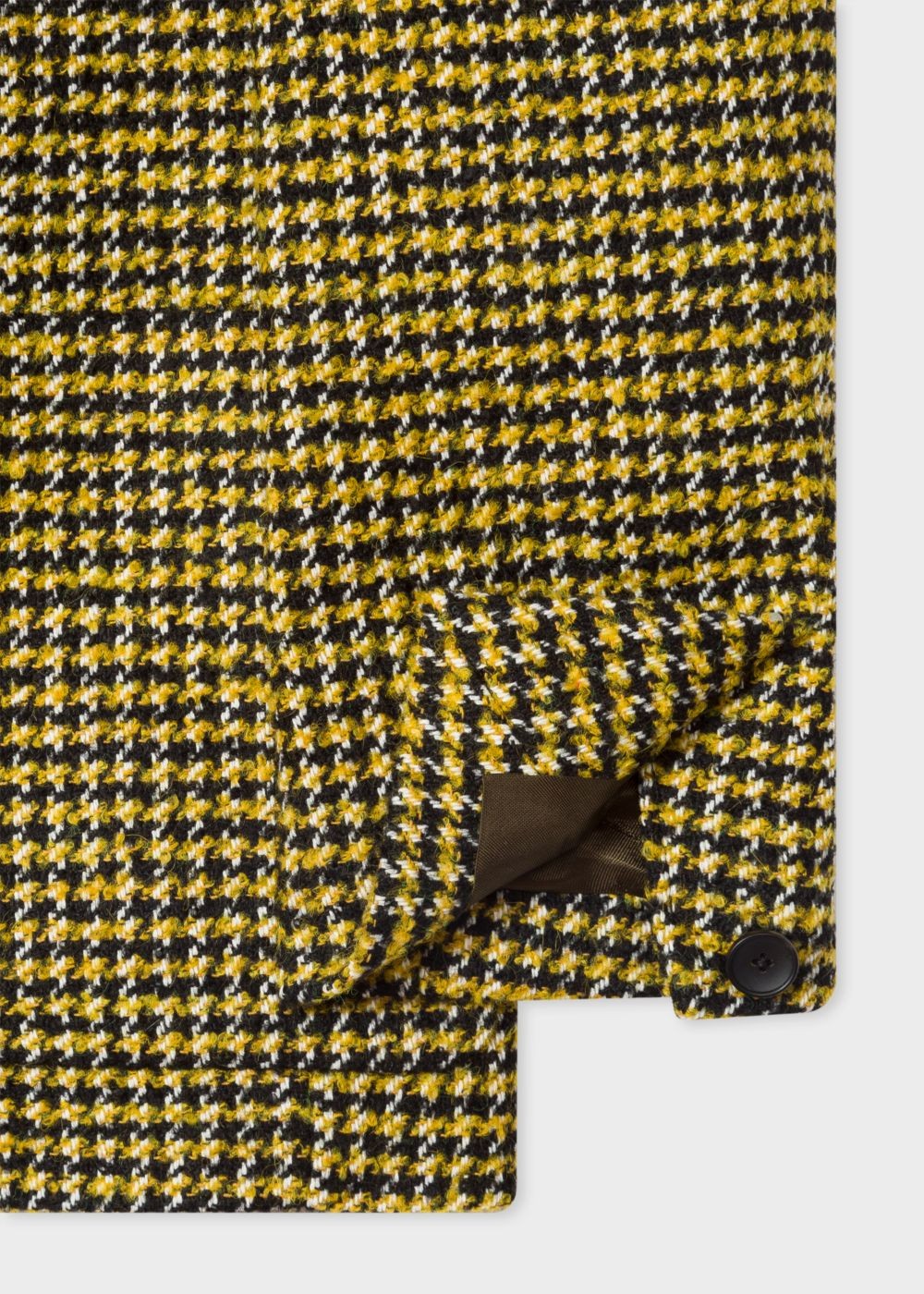 Paul Smith Lady's Black And Yellow Dogtooth Pattern Double-Breasted Wool-Blend Blazer Clothing