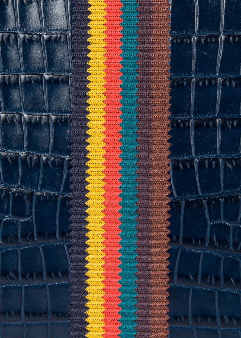 Paul Smith Men's Blue 'bright Stripe' Mock-Croc Leather Document Pouch Accessories