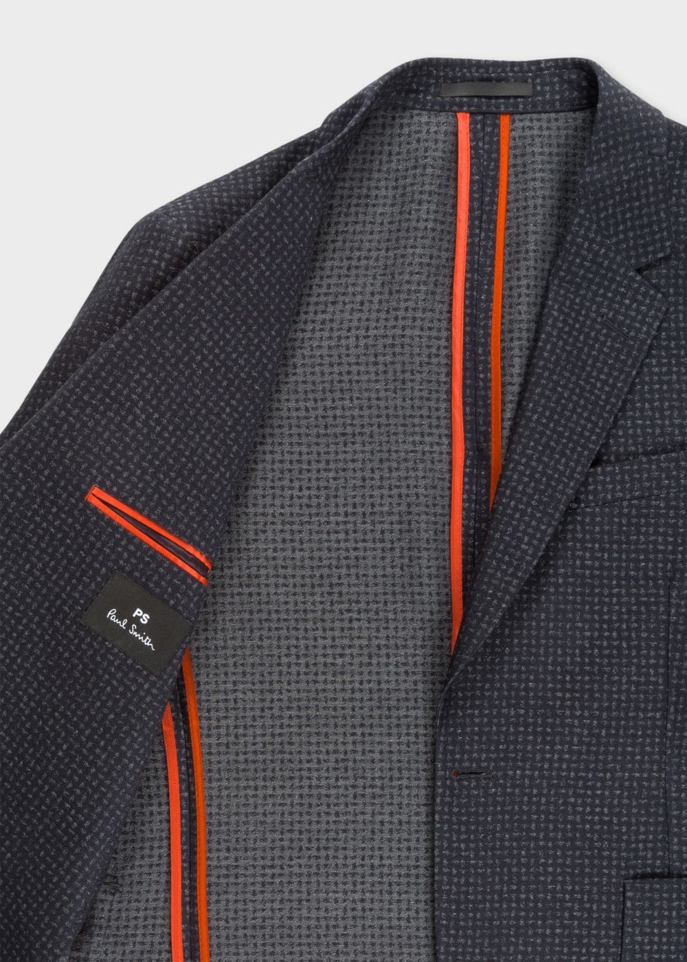 Paul Smith Men's Mid-Fit Dark Navy Textured-Check Wool-Blend Unlined Blazer Clothing