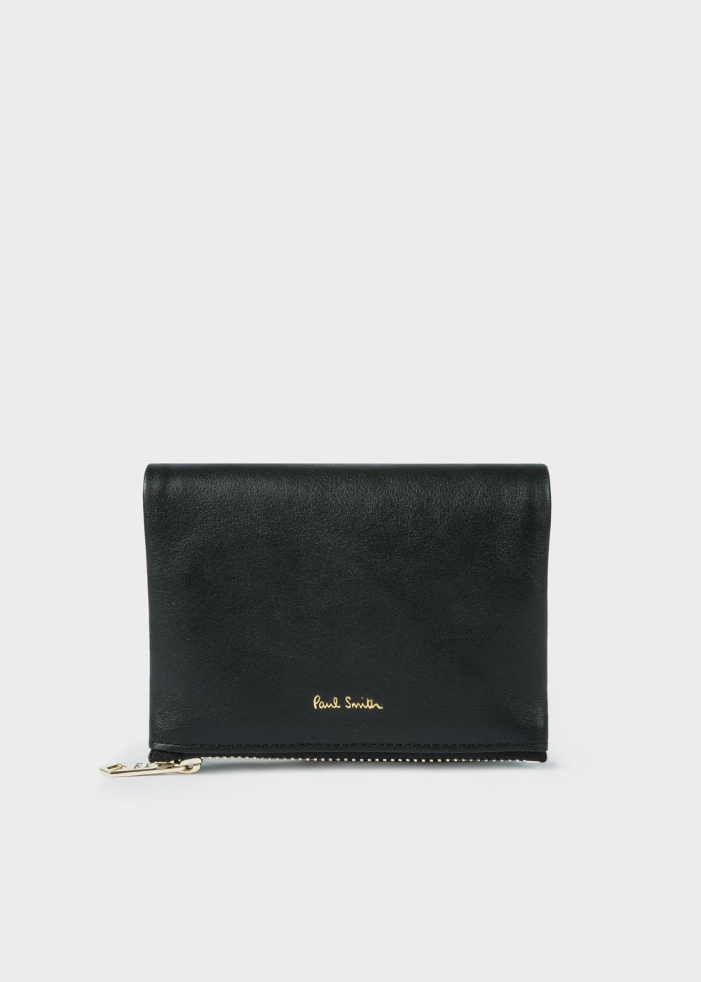 Paul Smith Women's Small Black Leather Press-Stud Wallet With Metallic Interior