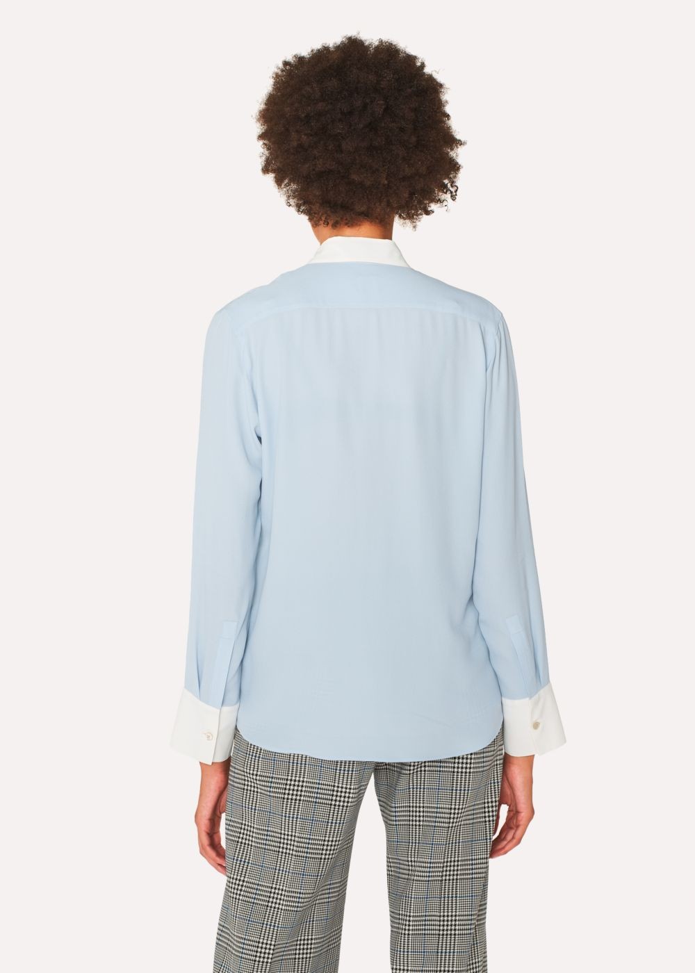 Paul Smith Womens's Light Blue Silk-Blend Tshirts With Contrasting Details