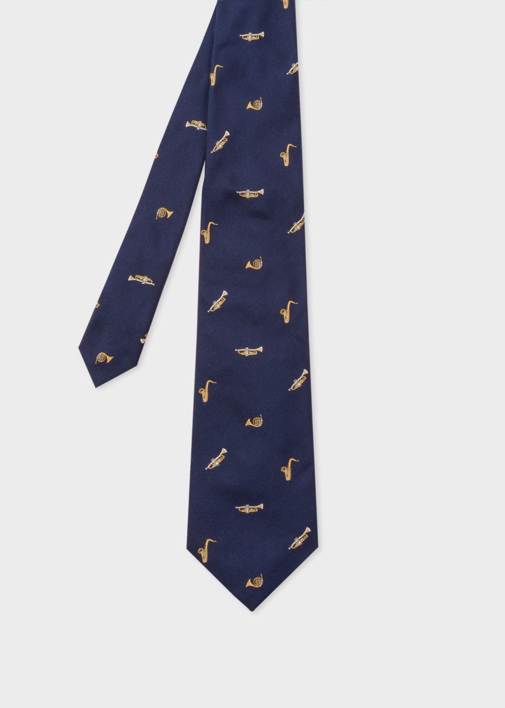 Paul Smith Mens's Navy Embroidered 'musical Instrument' Motif Silk Tie