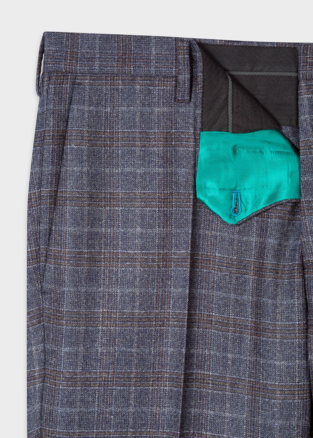 Paul Smith Men's Slim-Fit Blue Plaid Wool Pants