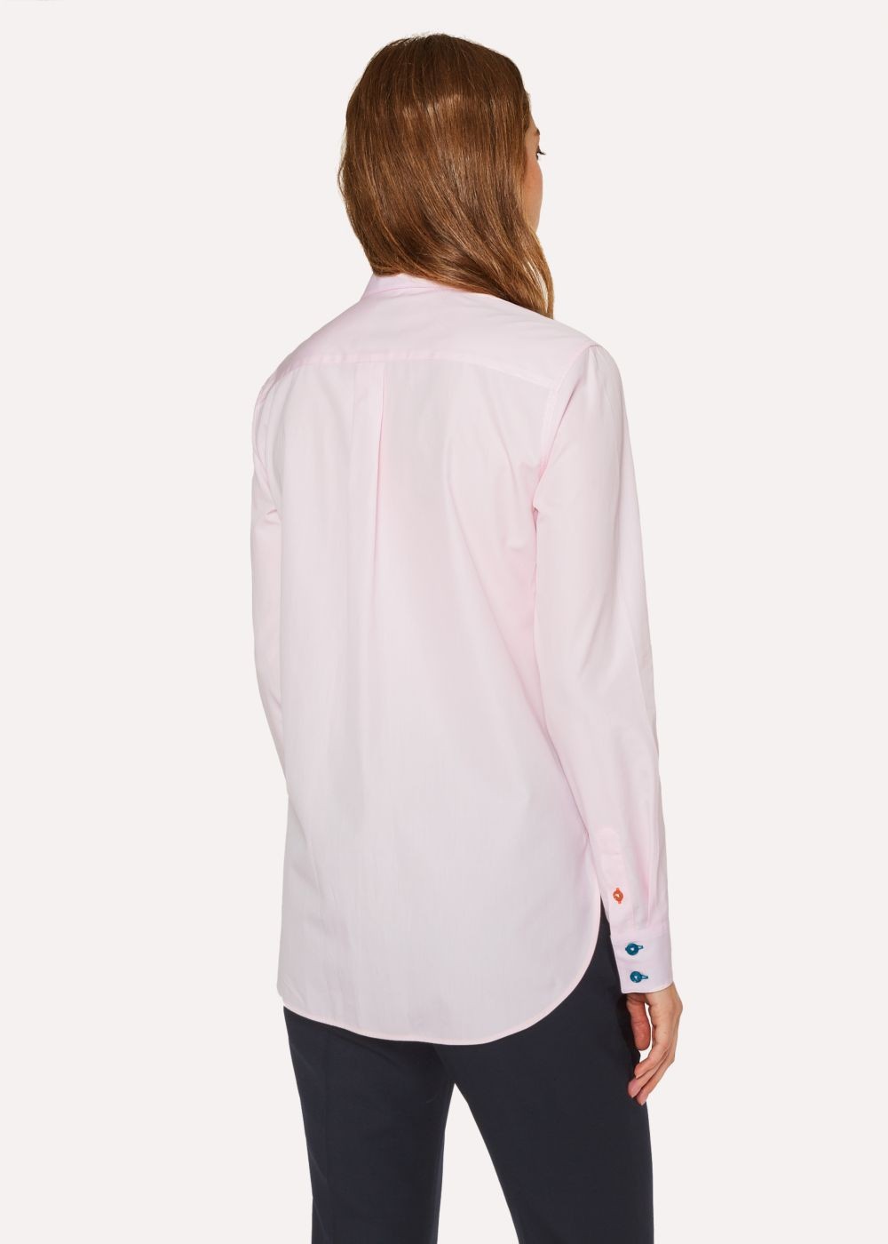 Paul Smith Women's Slim-Fit Light Pink Cotton T-Shirts With 'swirl' Print Cuff Lining