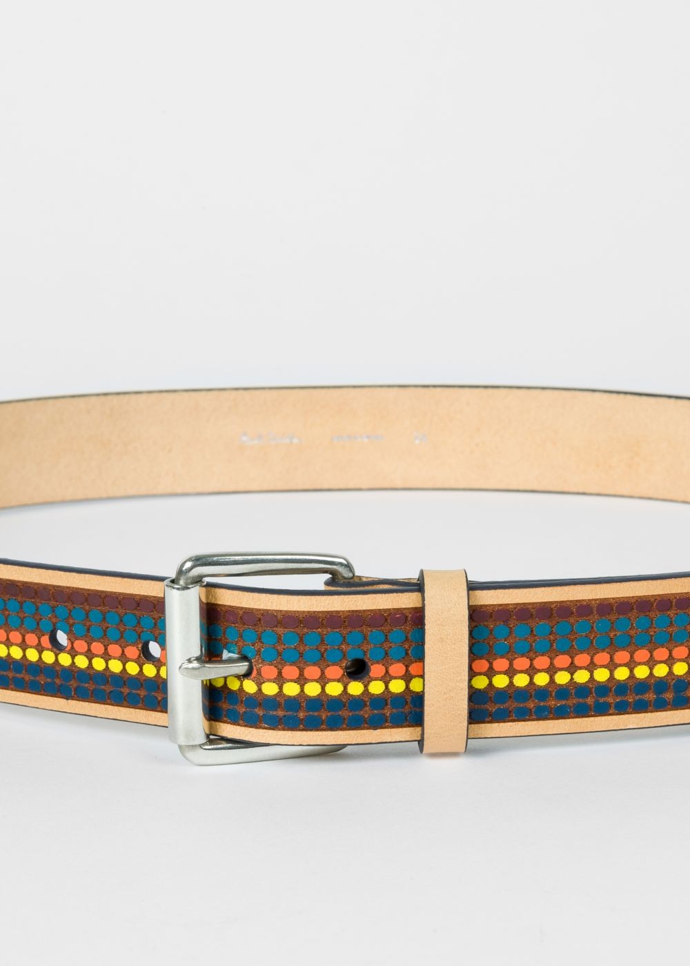 Paul Smith Mens's Multi-Coloured Polka Dot Leather Belt