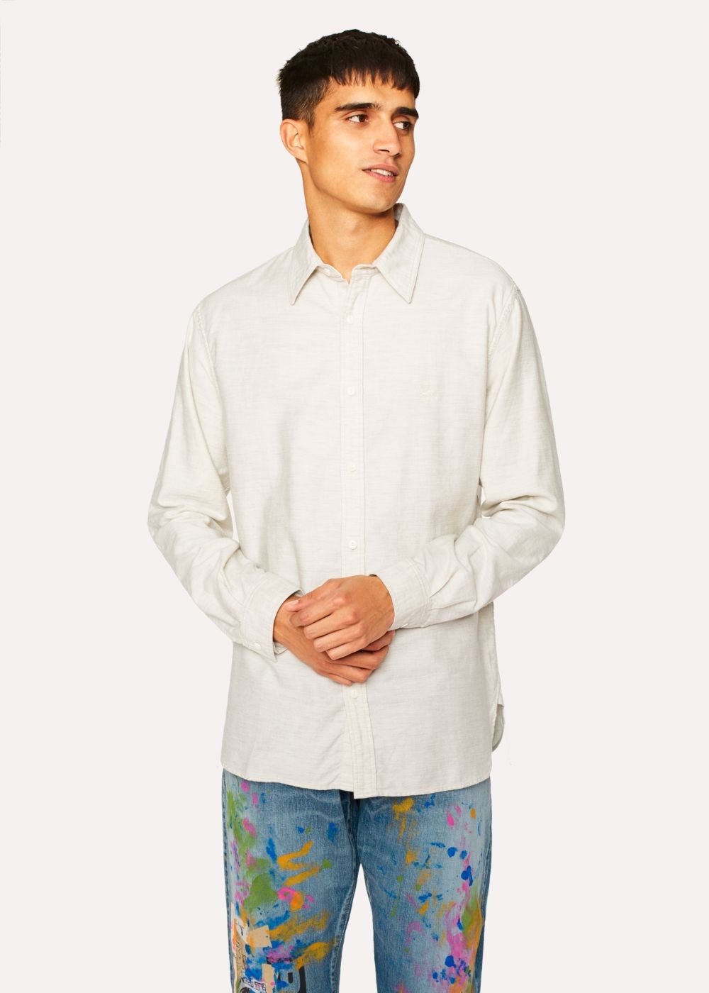 Paul Smith Men's Relaxed-Fit Ecru Marl Red Ear Cotton Tees