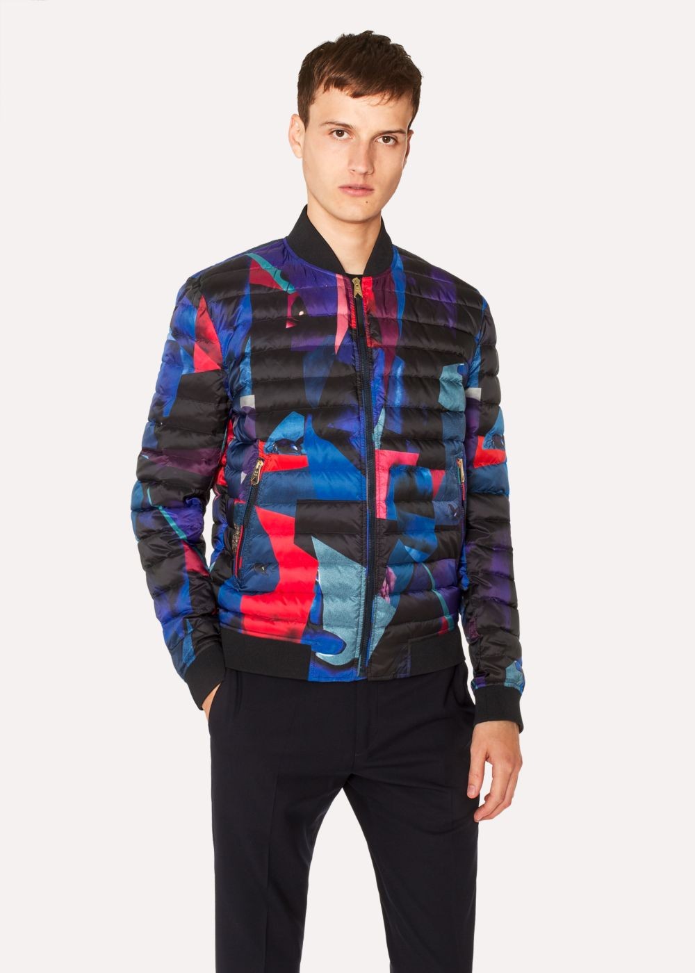 Paul Smith Men's 'rose Collage' Print Down Bomber Jacket