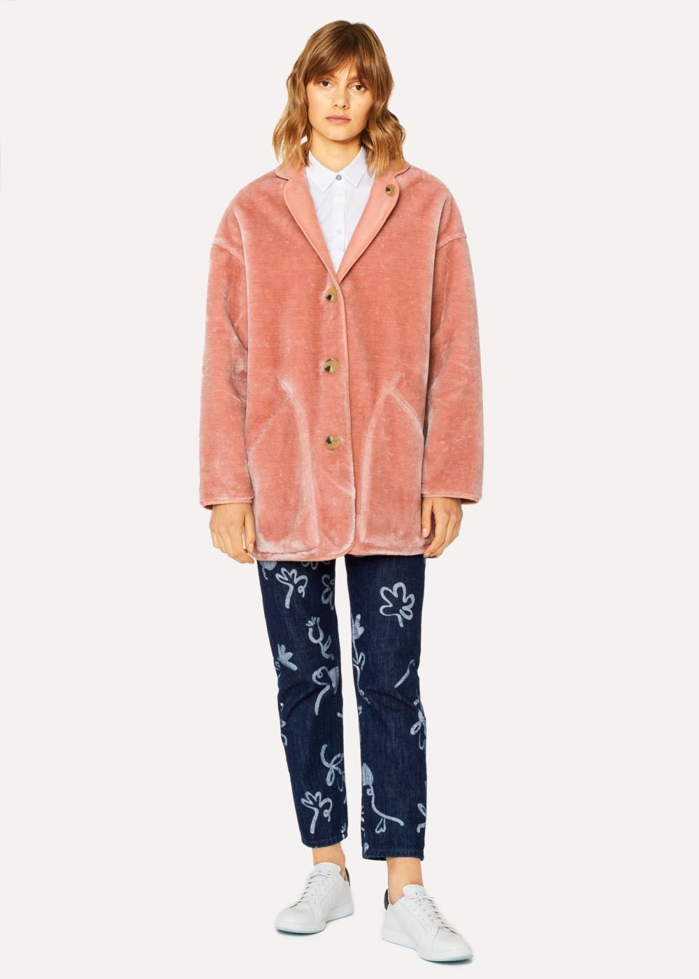 Paul Smith Womens's Dusky Pink Faux Fur Reversible Coats