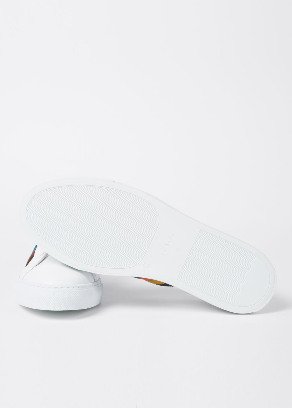 Paul Smith Mens's White Calf Leather 'ivo' Shoe With Artist Stripe Panels