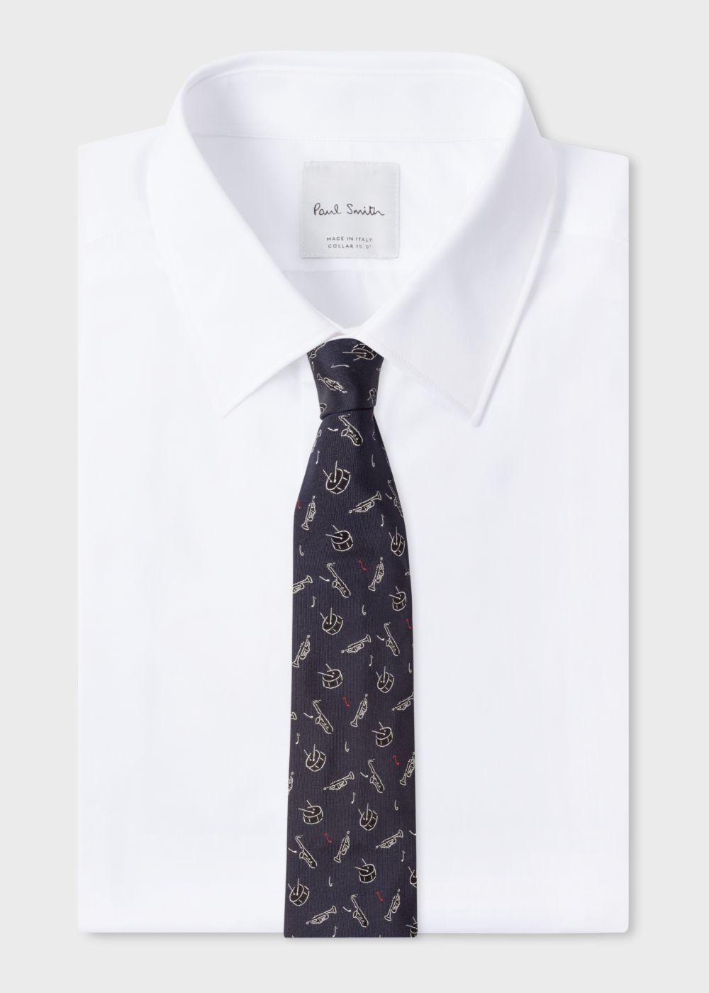 Paul Smith Men's Dark Navy Embroidered 'musical Instrument' Silk Tie