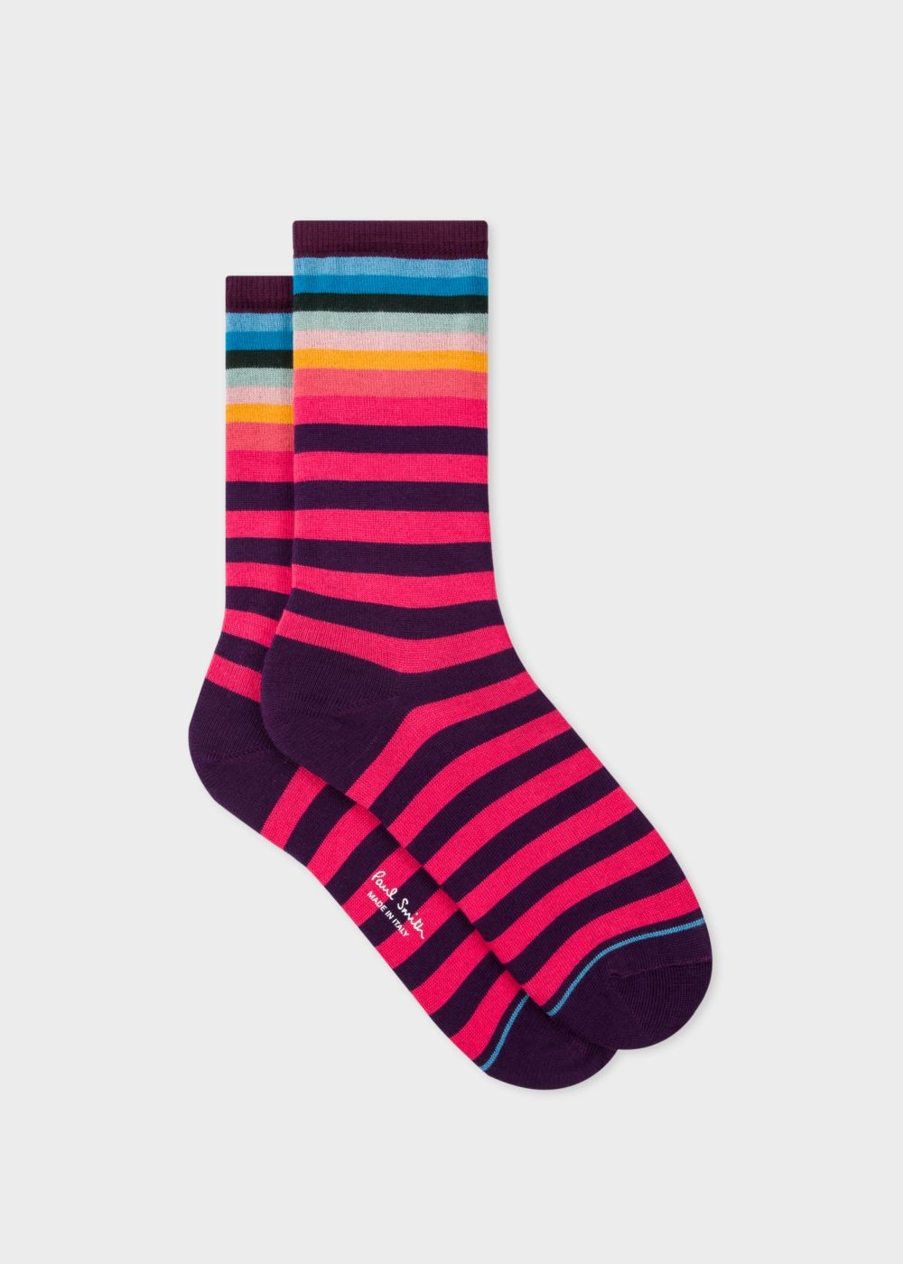 Paul Smith Women's Raspberry Striped Socks With 'artist Stripe' Cuff
