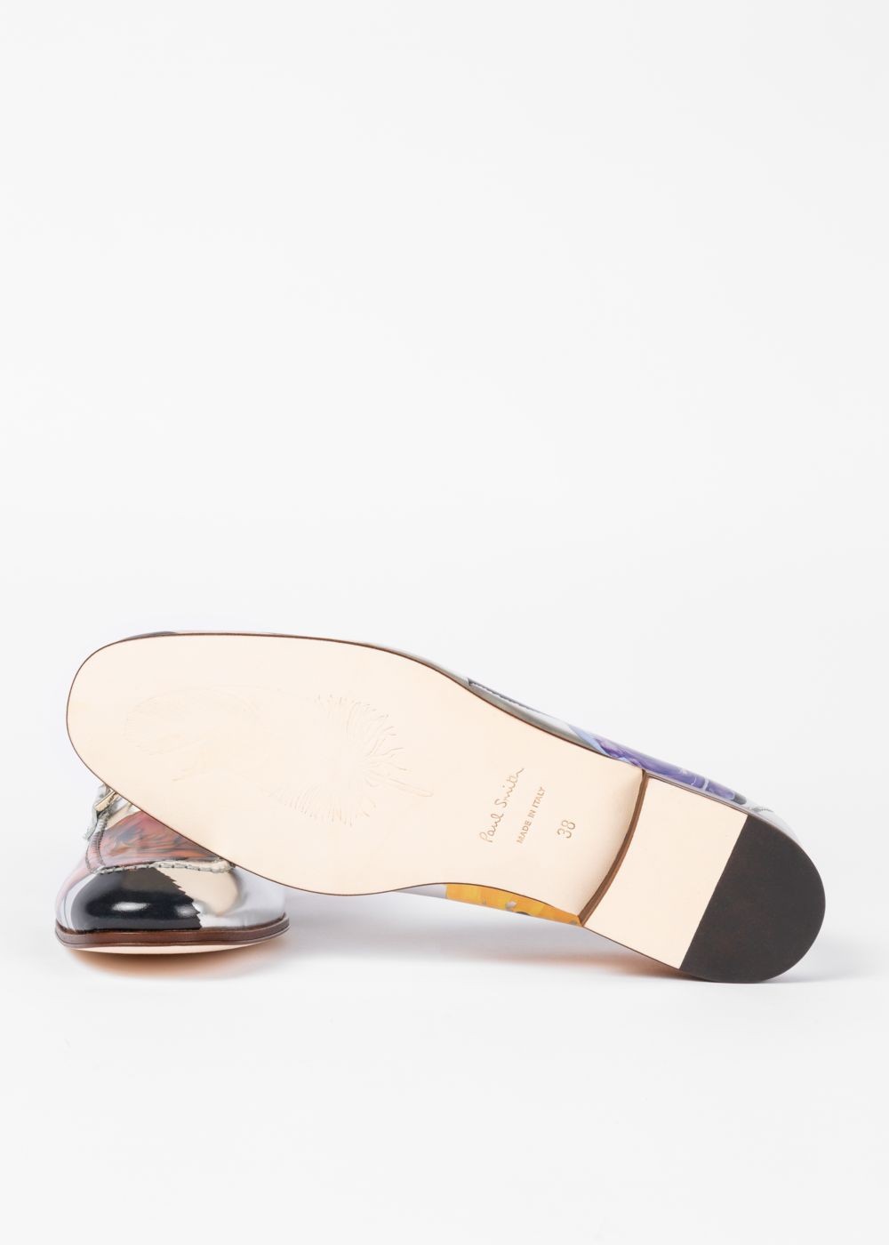 Paul Smith Women's Silver 'rose' Print Leather 'grover' Loafers Trainers