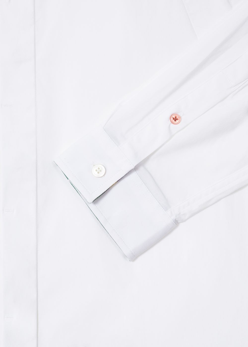 Paul Smith Men's Slim-Fit White Cotton T-Shirt With 'cycle Stripe' Cuff Lining