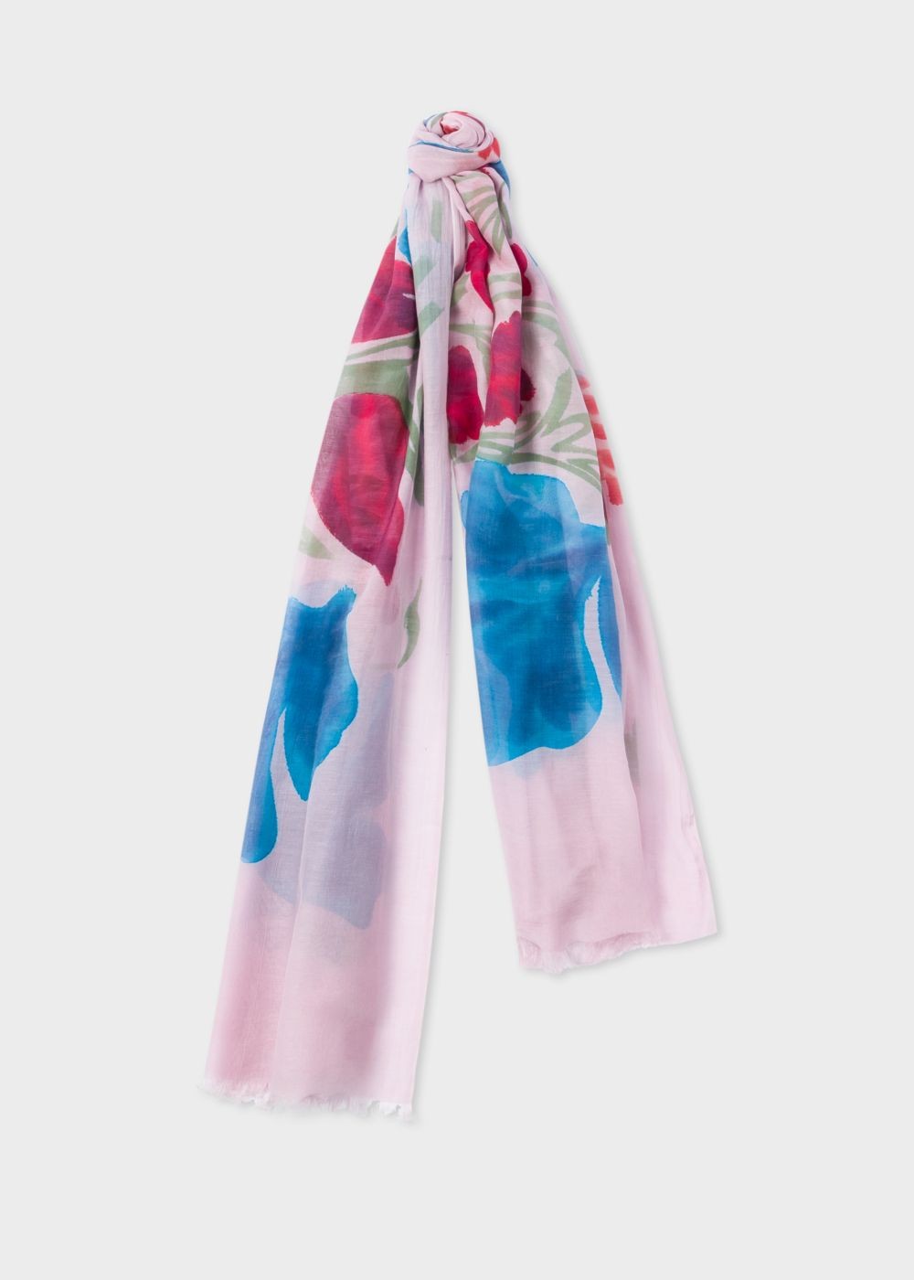 Paul Smith Women's Pink 'hand-Painted Floral' Silk-Blend Scarf