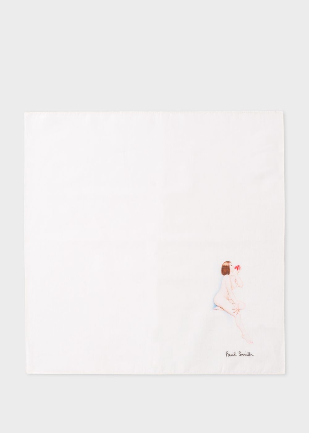 Paul Smith Men's White 'naked Women' Print Cotton Pocket Square Accessories
