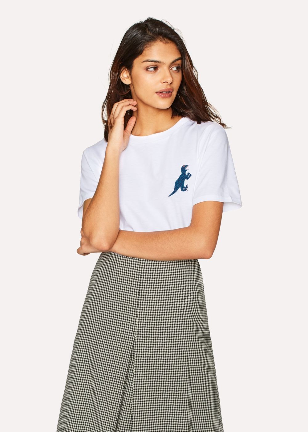 Paul Smith Womens's White Small Blue 'dino' Print Cotton Shirt