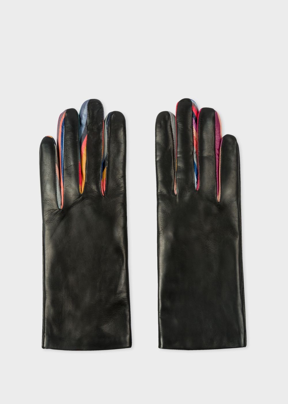 Paul Smith Lady's Black 'concertina Swirl' Leather Gloves