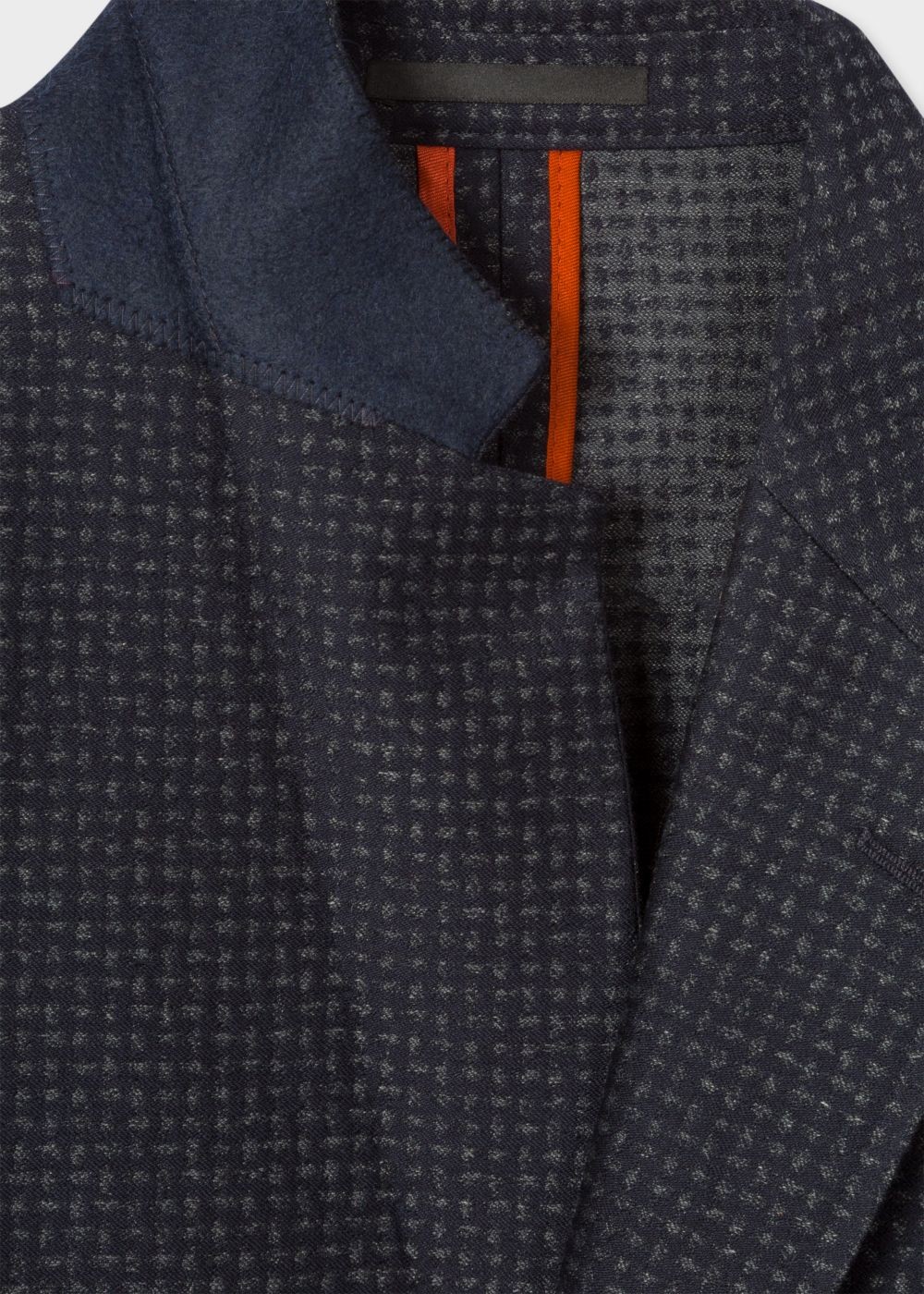 Paul Smith Men's Mid-Fit Dark Navy Textured-Check Wool-Blend Unlined Blazer Clothing