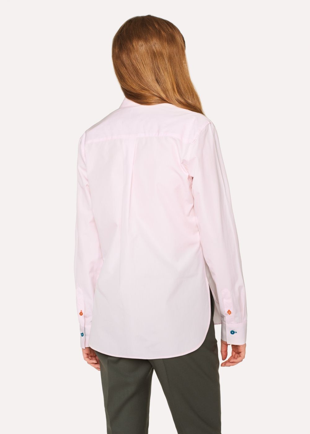 Paul Smith Womens's Pink Cotton Shirt With Multi-Coloured Buttons