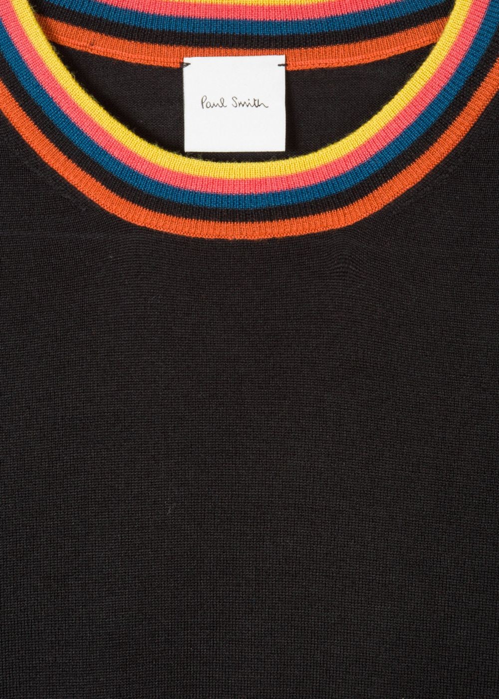 Paul Smith Men's Black Merino-Wool Sweater With 'artist Stripe' Collar