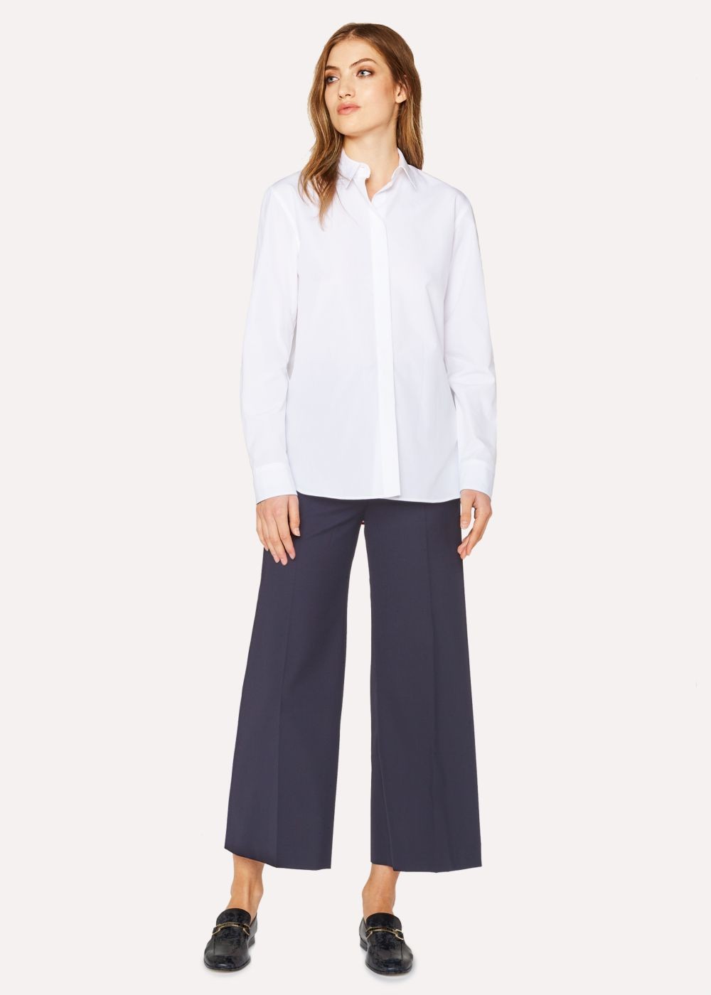 Paul Smith Womens's White Cotton Tee With 'artist Stripe' Cuff Linings