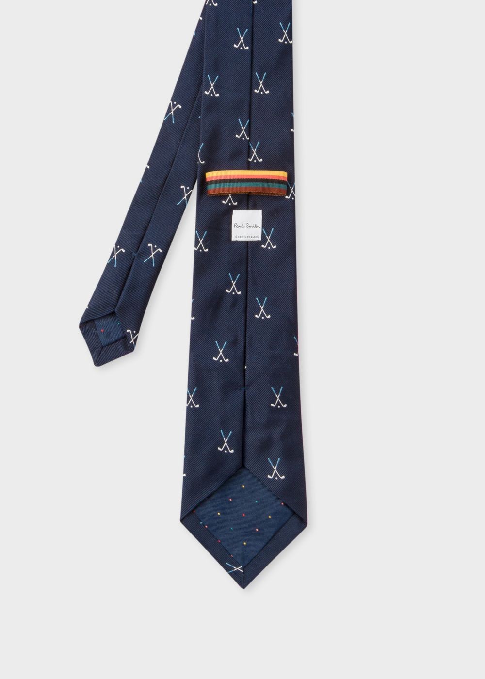 Paul Smith Men's Navy Embroidered 'golf Clubs' Motif Silk Tie
