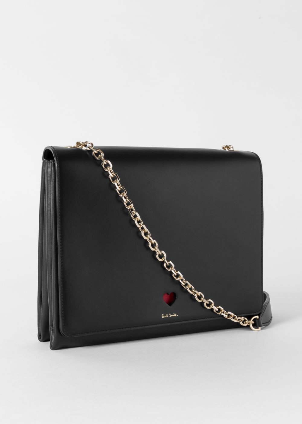 Paul Smith Lady's Black 'heart' Leather Shoulder Handbag