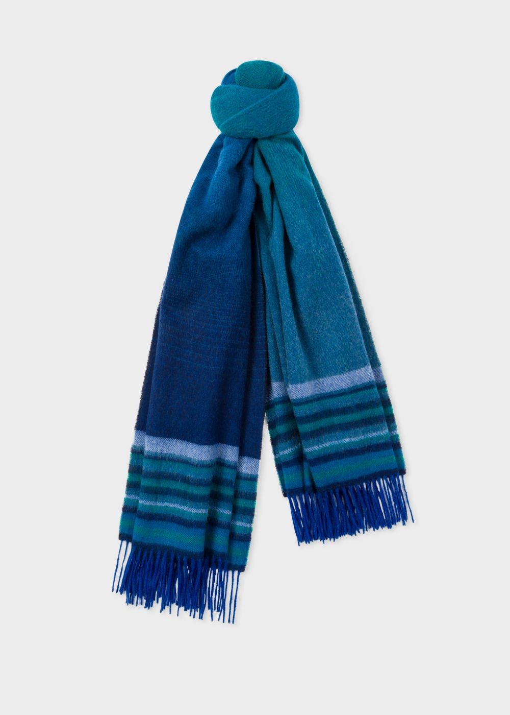 Paul Smith Womens's Blue Ombré Lambswool And Cashmere Scarf
