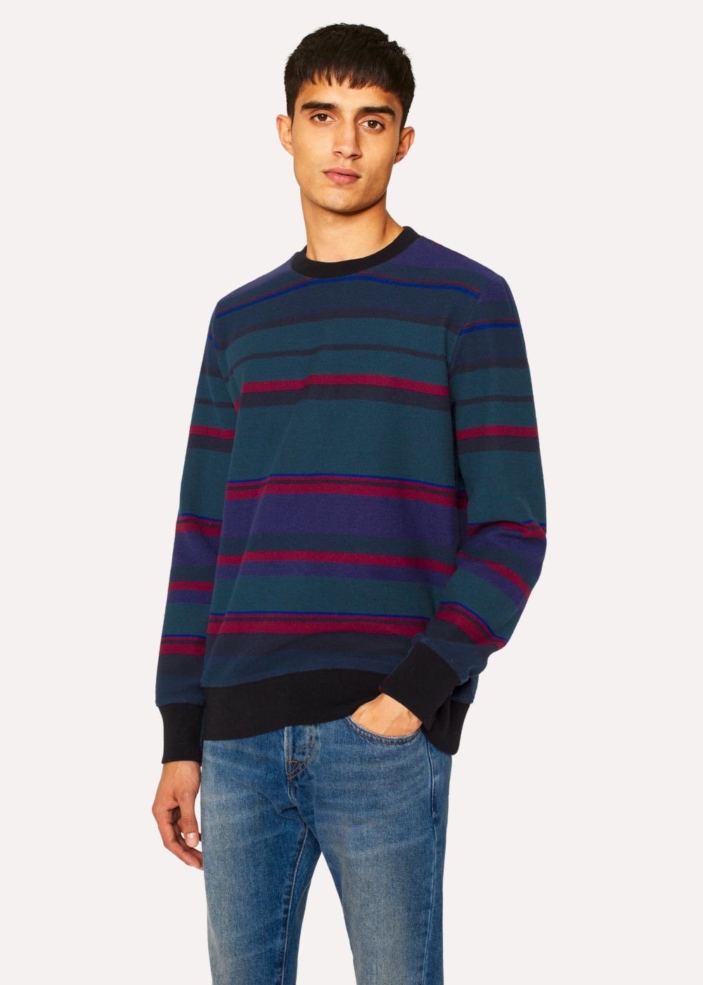 Paul Smith Men's Navy Stripe Cotton Sweatshirt