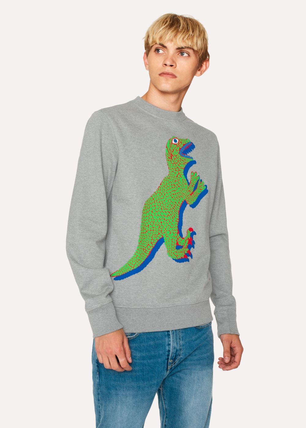 Paul Smith Men's Grey Marl Organic-Cotton Large Dino Sweatshirt