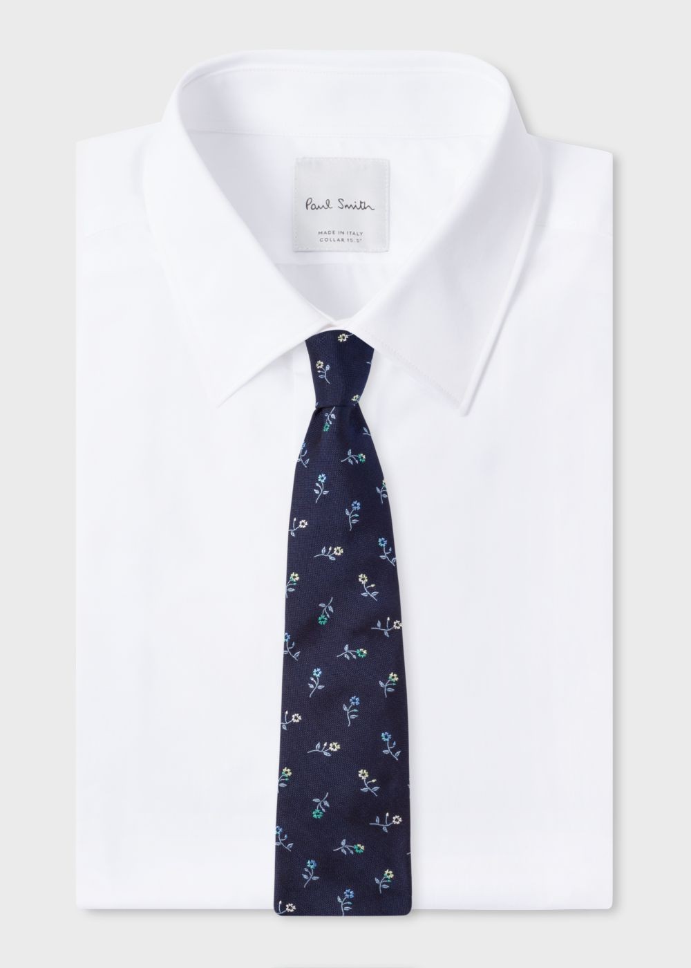 Paul Smith Mens's Navy Flower Embroidery Silk Tie