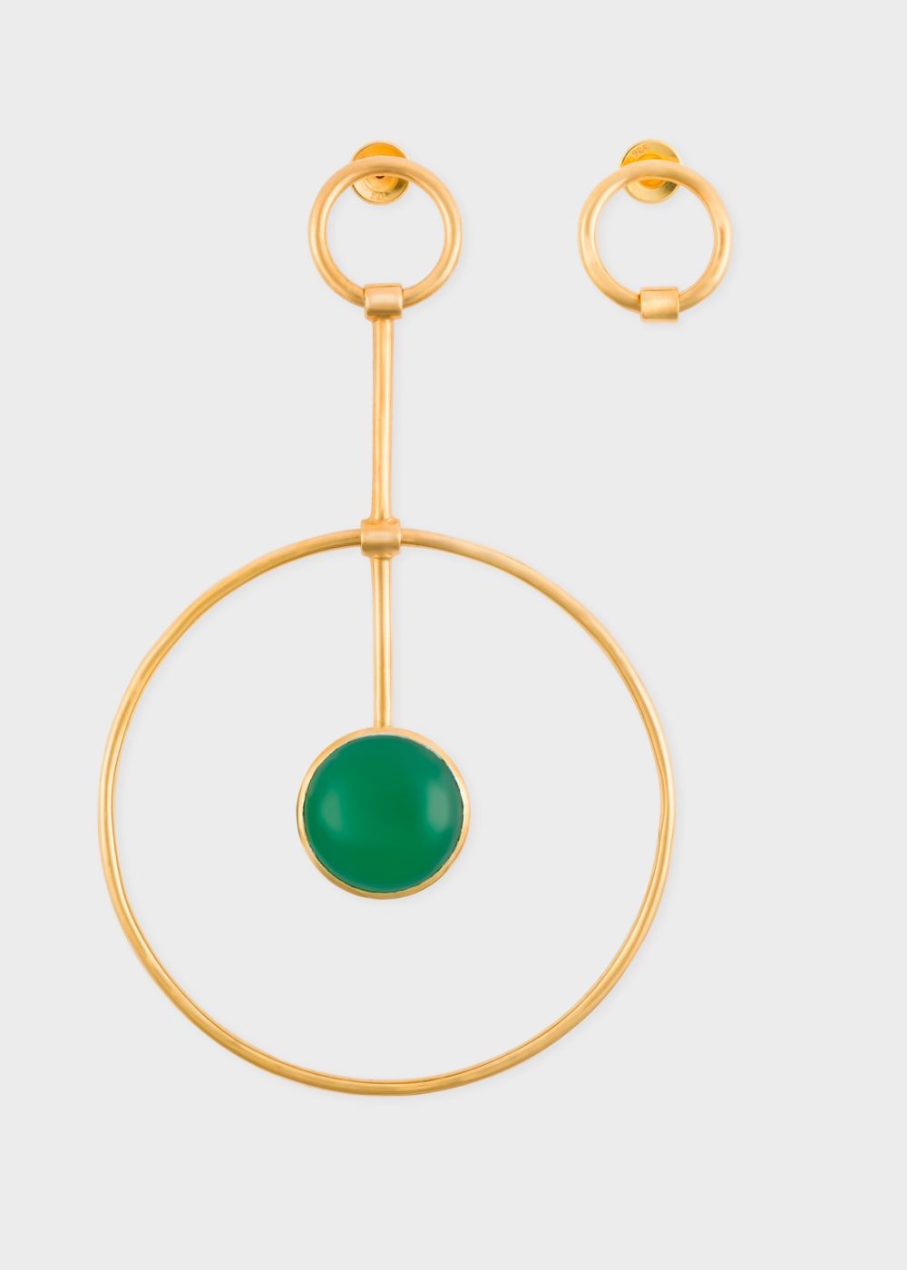 Paul Smith Rachel Entwistle + Paul Smith - Gold 'pendulum Loop' Earrings With Green Onyx Stone Accessories Womens