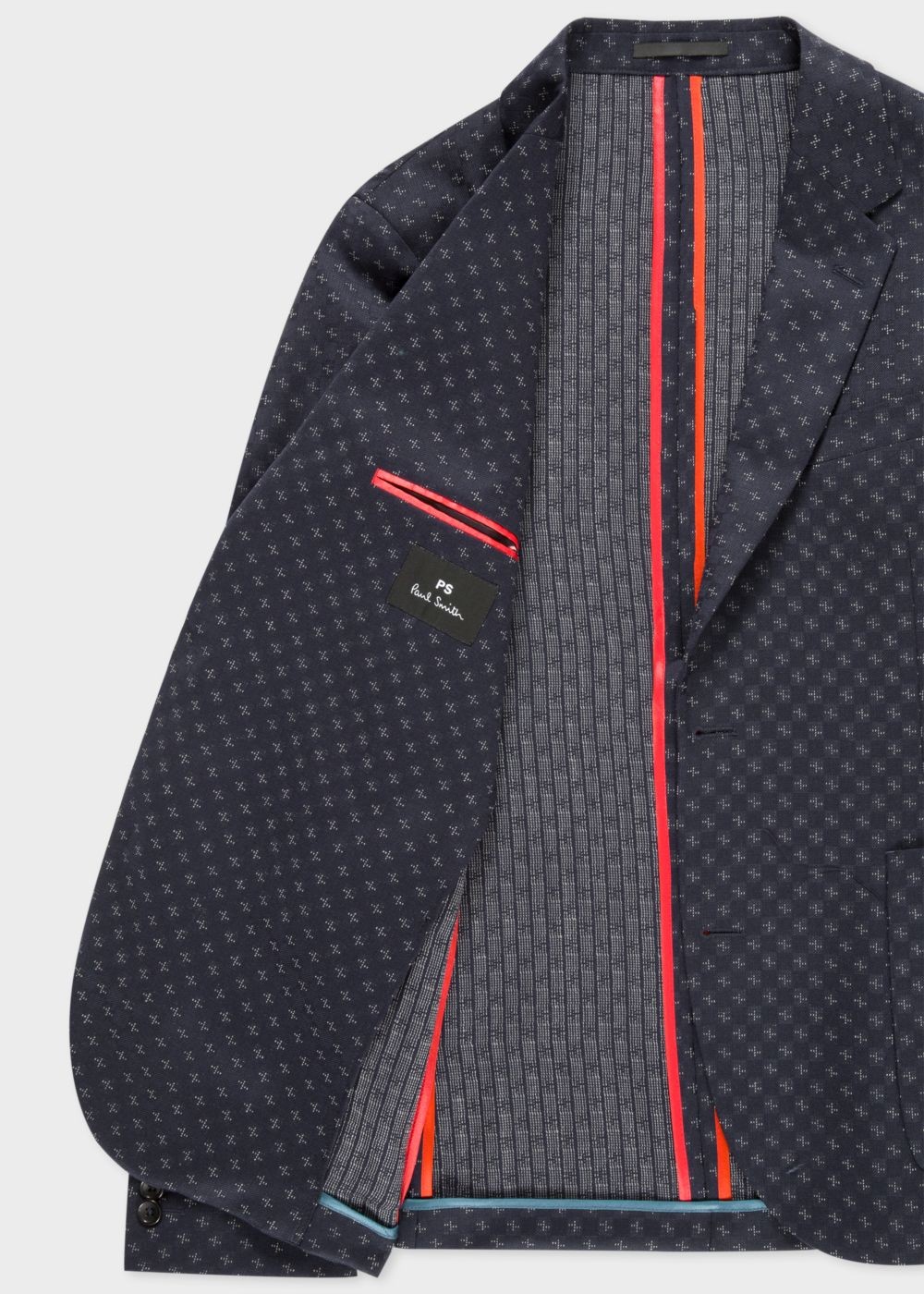 Paul Smith Men's Mid-Fit Navy Checkerboard-Cross Jacquard Blazer Clothing