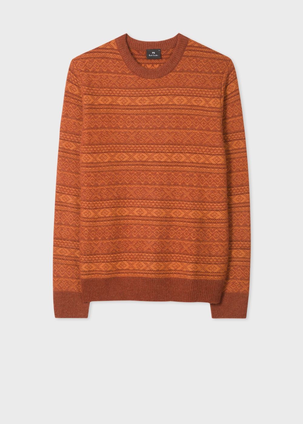 Paul Smith Men's Orange Fair Isle Wool-Blend Sweater